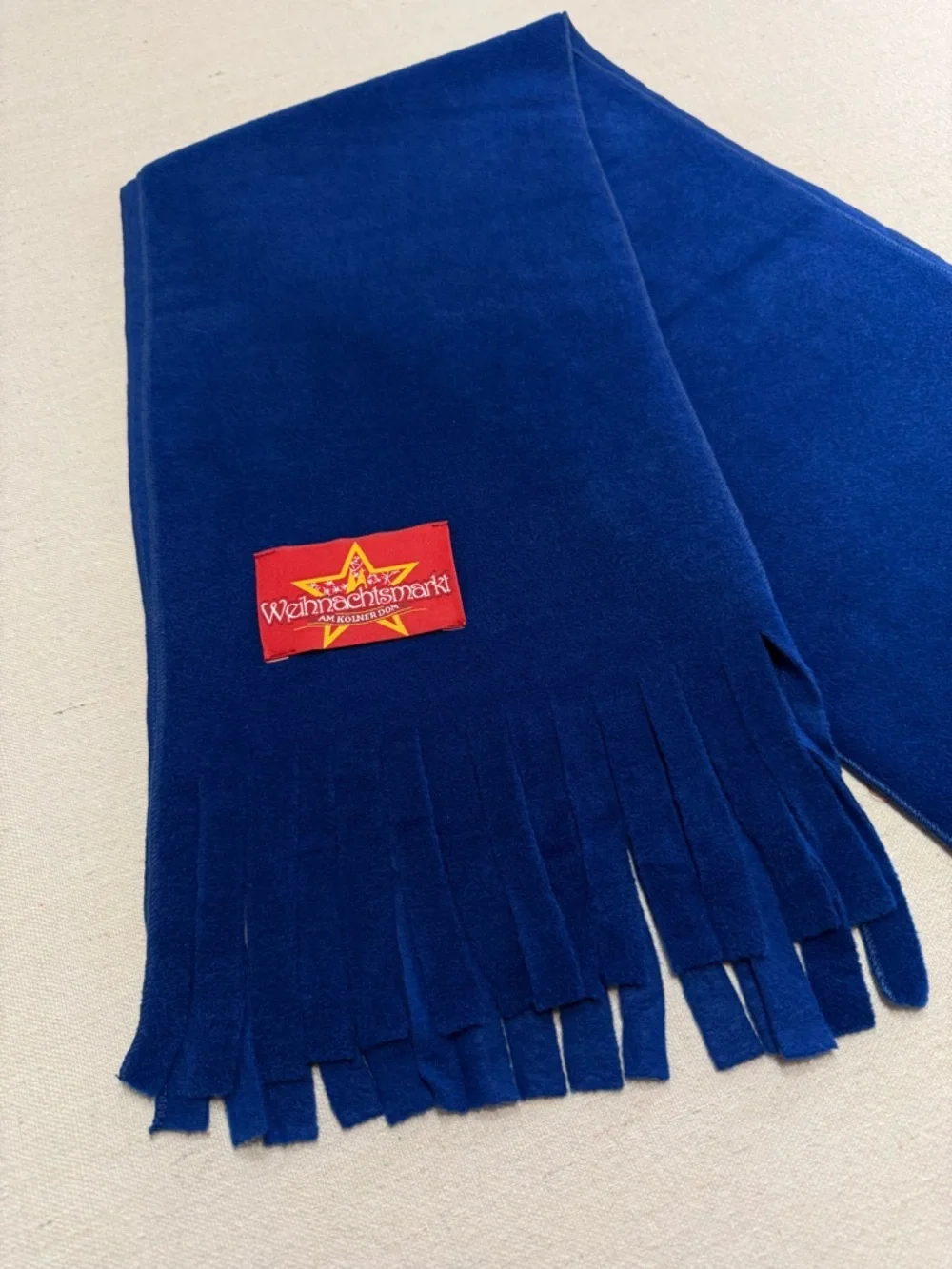 Weignachtarket Royal Blue Fleece Scarf with Fringe from Germany